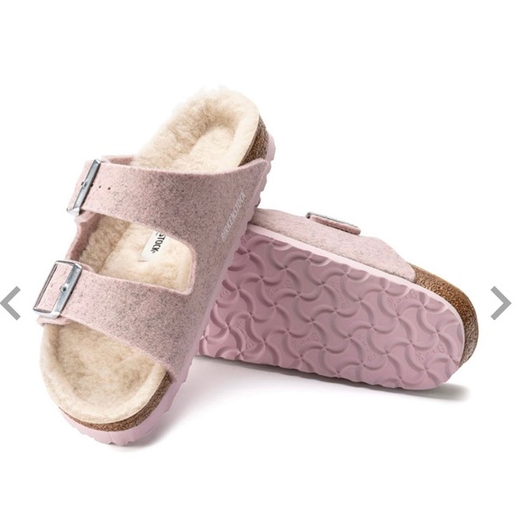 Birkenstock Shoes - 📌 Birkenstock Arizona Rivet Soft Pink shearling wool 38 US 7 narrow to reg fit